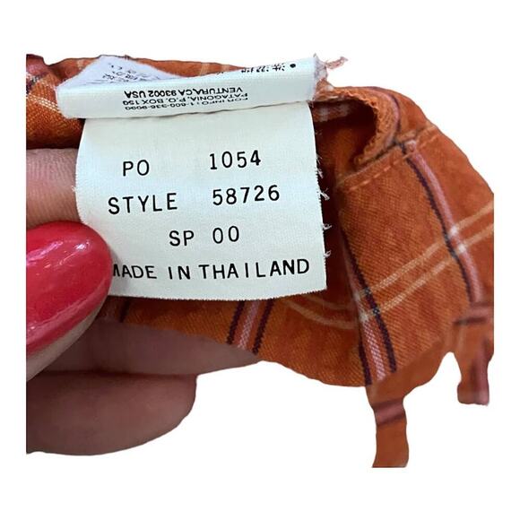 VTG Patagonia Women's S Orange Plaid Sleeveless Sun Dress Gorpcore Outdoors - Picture 7 of 11